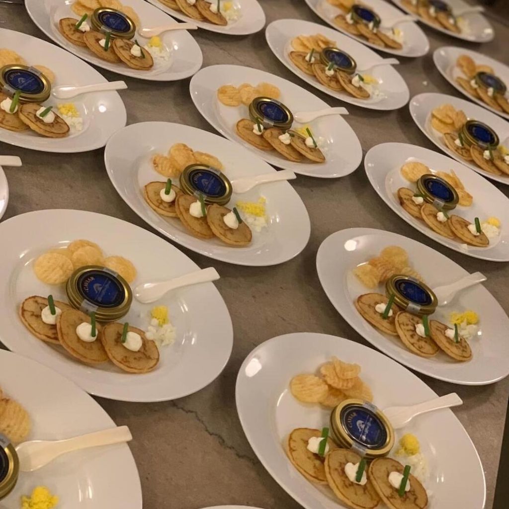 Black River Caviar served with Blinis at Tenmile Distillery