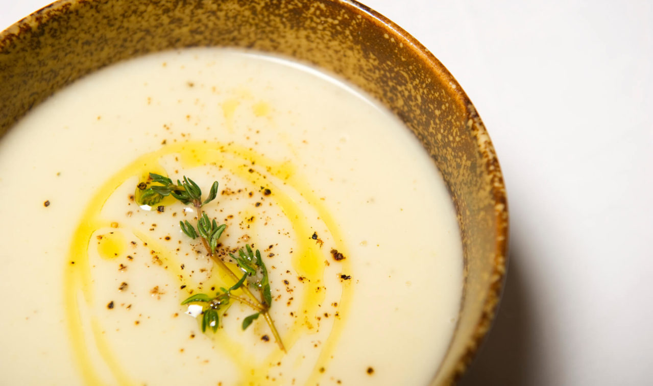Close up shot of potato soup